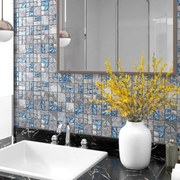 Ladrilhos de mosaico 11 pcs 30x30 cm vidro cinzento e azul