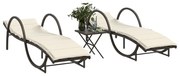 vidaXL Espreguiçadeiras com mesa 2 pcs vime PE castanho
