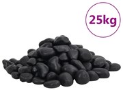 vidaXL Seixos polidos 25 kg 2-5 cm preto
