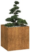vidaXL Floreira enferrujada 80x80x80 cm aço resistente