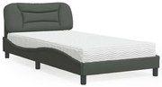 Cama com colchão 100x200 cm tecido cinzento-escuro