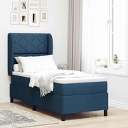 vidaXL Cama Box com colchão com cabeceira Azul 80 x 200 cm tecido