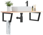 vidaXL Prateleira de parede p/ lavatório aço/madeira carvalho maciça