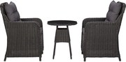 vidaXL Cadeiras de jardim com mesa de centro 2 pcs vime PE preto
