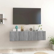 vidaXL Móvel TV suspenso 2pcs 60x30x30cm derivado madeira cinza sonoma