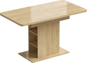 HOMCOM Mesa de jantar extensível retangular para 4 a 6 pessoas, mesa de cozinha 110-130 cm, 6 prateleiras abertas, madeira natural | Aosom Portugal