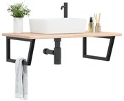 vidaXL Prateleira de parede p/ lavatório aço/madeira carvalho maciça