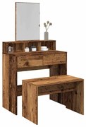 vidaXL Banco de toucador 70x35x45cm derivados de madeira madeira velha
