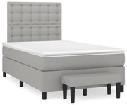 vidaXL Cama boxspring com colchão 120x190 cm tecido cinzento-claro