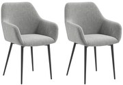 HOMCOM Set 2 Cadeiras de Jantar Nórdicas Estofadas com Braços Curvos em Tecido de Veludo 54x57x80 cm Cinza Escuro | Aosom Portugal