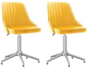 Cadeiras de jantar giratórias 2 pcs veludo amarelo