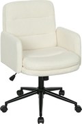 HOMCOM Cadeira de escritório, cadeira giratória com altura ajustável, função de reclinação, 61,5 x 65 x 91-101 cm, creme | Aosom Portugal
