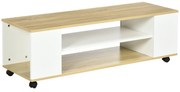 HOMCOM Móvel TV Rodas Armário Flutuante 2 Portas 2 Prateleiras Design Moderno Funcional 120x40x385cm Branco Madeira | Aosom Portugal