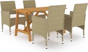 vidaXL 5 pcs conjunto de jantar para jardim bege