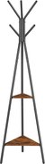 Cabide VASAGLE independente, suporte para cabides, cabideiro com 2 prateleiras, para roupas, chapéus, bolsas, estilo industrial, marrom rústico e preto RCR16BX