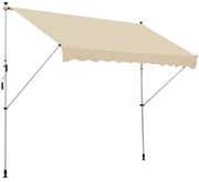 Outsunny Toldo Portátil Pátio Varanda 3x1,5m Toldo Manual Dobrável de Alumínio Altura Regulável com Manivela para Terraço Jardim Bege