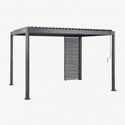 Pérgola Bioclimática De Alumínio Com Lâminas E Painel Druvia Cinza Grafito & Pérgula De 3x4 M Com 1 Painel De 92,5 Cm - Sklum