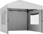 Outsunny Tenda Dobrável 3x3 m Pop-up com 3 Paredes Laterais 2 Janelas em Malha UPF50+ Altura Ajustável 3 Níveis 297x297x285 cm Branco | Aosom Portugal