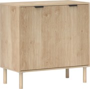 HOMCOM Aparador de Sala de Estar com Prateleira Ajustável Sistema Anti-Tombo e Pés de Madeira de Pinho 78x40x77,5 cm Carvalho | Aosom Portugal