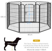 PawHut Parque para Cães 8 Varas 79x100cm Esquadra Dobrável com Porta e