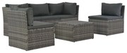 Conjunto lounge de jardim c/ almofadões 4 pcs vime PE cinzento