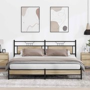 vidaXL Estrutura de cama sem colchão 193x203cm metal carvalho sonoma