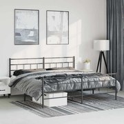 Estrutura de cama com cabeceira e pés 183x213 cm metal preto