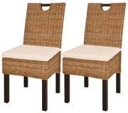 vidaXL Cadeiras de jantar, 2 pcs, vime Kubu e madeira de mangueira
