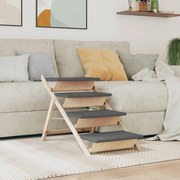 vidaXL Escada para cães 105x47 cm madeira de abeto maciça cinzento