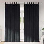 Cortinas Blackout vidaXL com Laços de Pendurar 2 unidades Veludo Preto