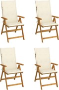 vidaXL Cadeiras jardim reclináveis c/ almofadões 4 pcs acácia maciça