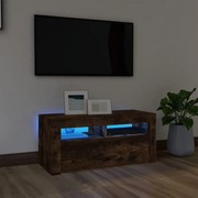 vidaXL Móvel de TV com luzes LED 90x35x40 cm carvalho fumado