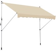 Outsunny Toldo Portátil Pátio Varanda 3x1,5m Toldo Manual Dobrável de Alumínio Altura Regulável com Manivela para Terraço Jardim Bege