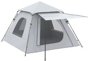 Outsunny Tenda de Campismo para 2-3 Pessoas Impermeável PU2000 mm Proteção UV50+ com Bolsa de Transporte 210x210x150 cm Prata