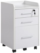 HOMCOM Gaveteiro de Escritório com Rodízios 3 Gavetas 1 Trancável 1 Arquivo de Pastas em Madeira Branca | Aosom Portugal