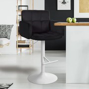 Banco de bar Los Angeles em veludo com estrutura branca 93-113 x 60 x 56 cm Preto