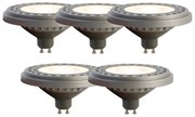 Conjunto de 5 lâmpadas LED GU10 AR111 8W 750 lm 3000K