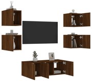 vidaXL 6 pcs móveis parede p/ TV LEDs deriv. madeira carvalho castanho