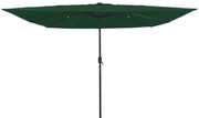 vidaXL Parasol Quadrado para Jardim com Luzes LED 295x245 cm Verde