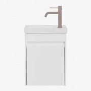 Conjunto De Móvel De Casa De Banho Suspenso Em Madeira Com Lavatório Integrado Narek Branco & Sem Espelho & Castanho Moka - Sklum