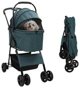vidaXL Carrinho de Pet Dobrável Ajustável Verde 81 x 47 x 99 cm