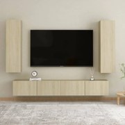 vidaXL 4pcs conjunto móveis de TV derivados de madeira carvalho sonoma