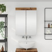 vidaXL Armário de Espelho para Banheiro com porta TULUM Madeira antiga
