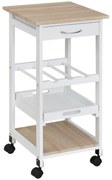 HOMCOM Carrinho de cozinha de 4 níveis com rodas giratórias Gaveta Prateleiras Garrafeira 37x37x76 cm Branco | Aosom Portugal