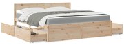 vidaXL Cama com gavetas e colchão 180x200 cm madeira de pinho maciça