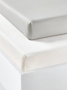 Conjunto de 2 lençóis com elástico em algodão reciclado para criança cinzento-pérola