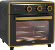 HOMCOM Miniforno, 20 L, fritura sem óleo, grelhar, assar, circulação de ar, 90-230° C, temporizador, 1400 W, preto+ouro | Aosom Portugal