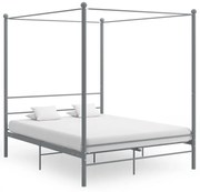 vidaXL Estrutura de cama com dossel 160x200 cm metal cinzento