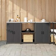 vidaXL Conjunto de Armazenamento de Cozinha com prateleira 3 pcs Preto