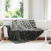 vidaXL Cobertor de Peles de Coelho Olite Cinza Escuro 220 x 240 cm